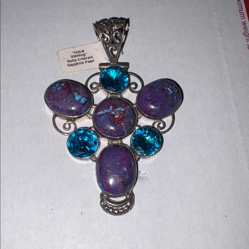Purple and Blue Gemstone Pendant
